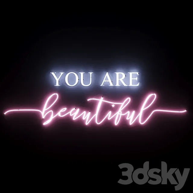Neon Text 05 You Are Beautiful 3DModel