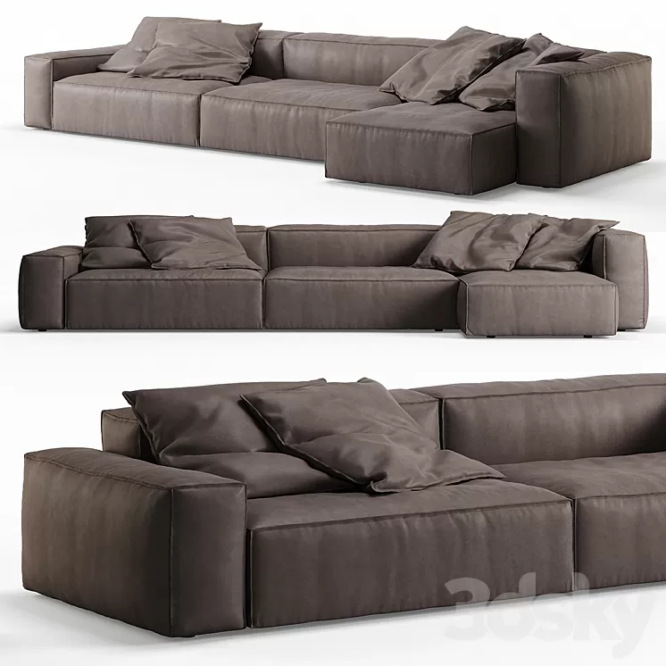 NeoWall Leather Corner Sofa by Living Divani 3D Model