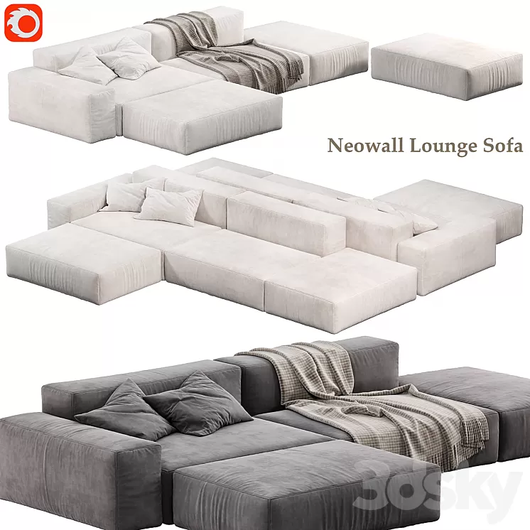 Neowall Lounge Sofa N2 by livingdivani 3D Model