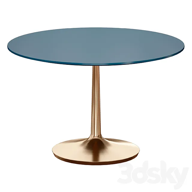 Nero 48 “Blue Lacquer Dining Table with Brass Base (Crate and Barrel) 3D Model