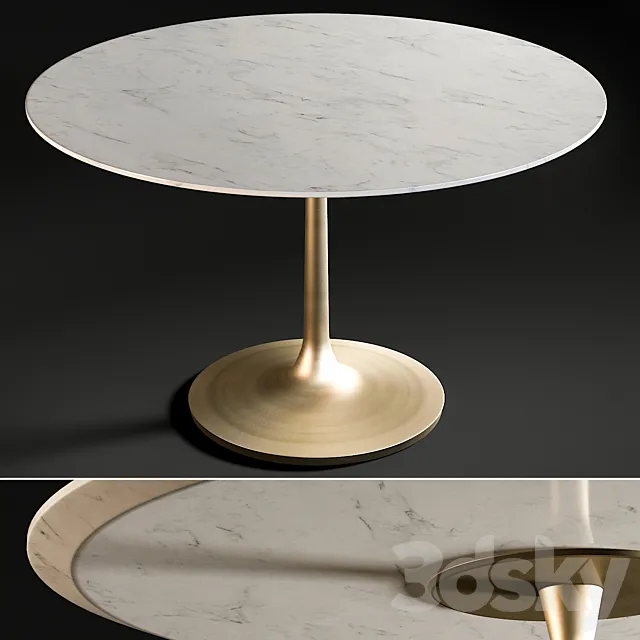 Nero White Marble Dining Table 3DModel