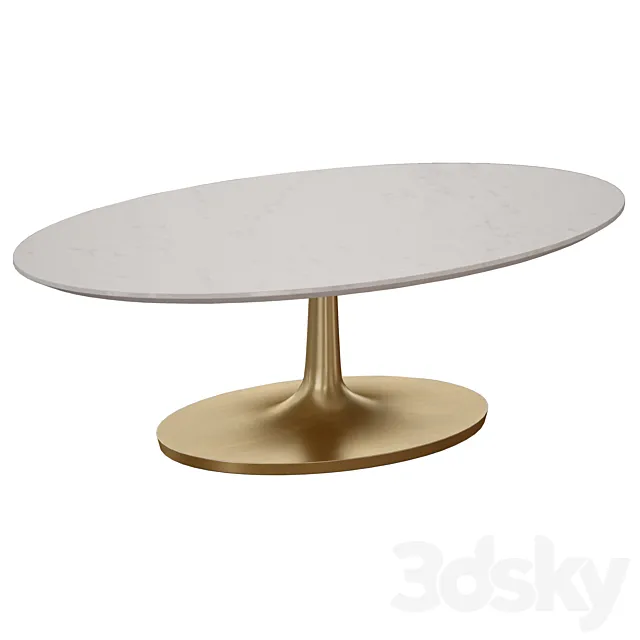 Nero White Marble Oval Coffee Table (Crate and Barrel) 3DModel