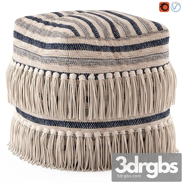 Network rugs bone fringed wool ottoman 2 3D Model Free