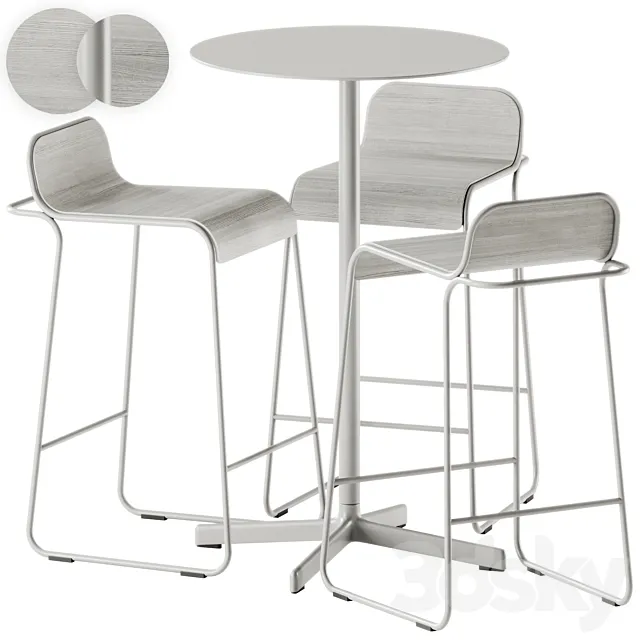 Neu Round Table High by Hay and Flow Aluminum Stool by True Design 3D Model