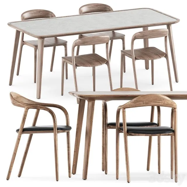Neva chairs and Kalota table by Artisan 3D Model