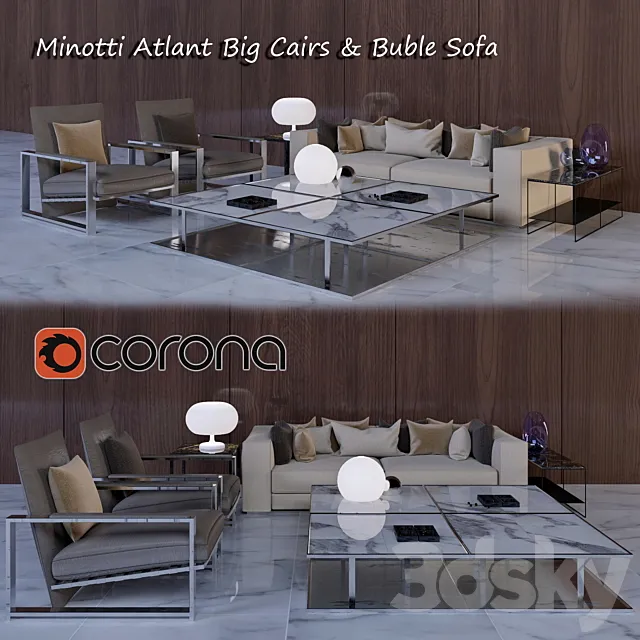 New Italian sets sofa and chair 3D Model