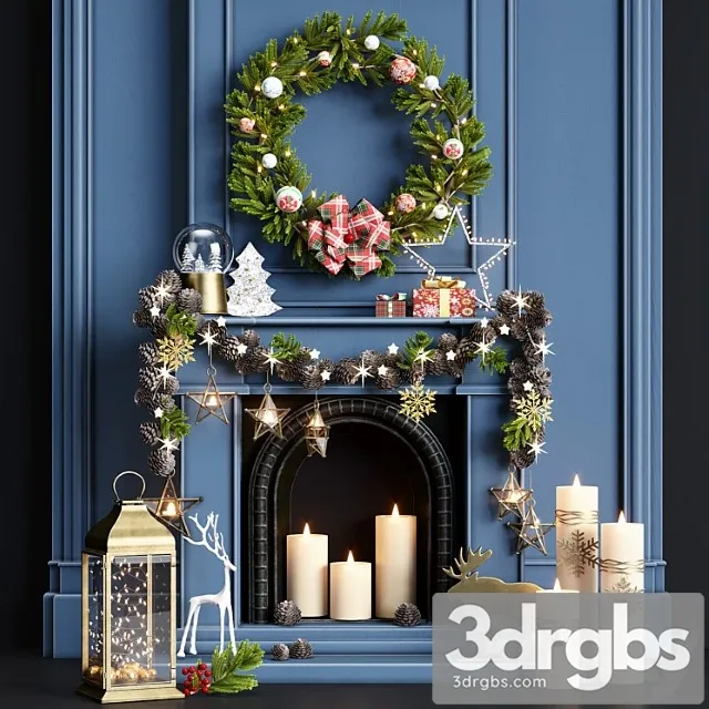New Year Decorative Set 3 3D Model Download