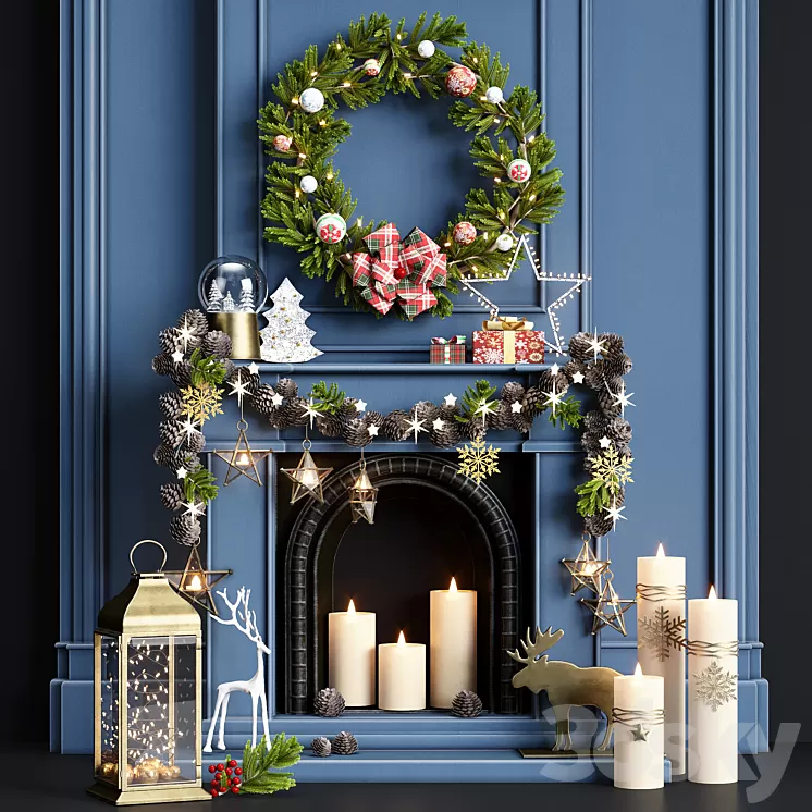 New year decorative set 3 3D Model