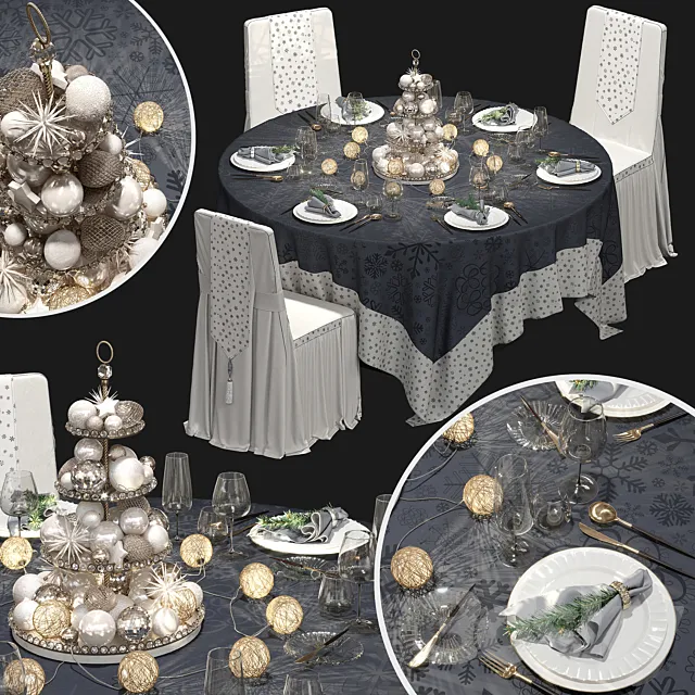 New Year's banquet set. 3DModel