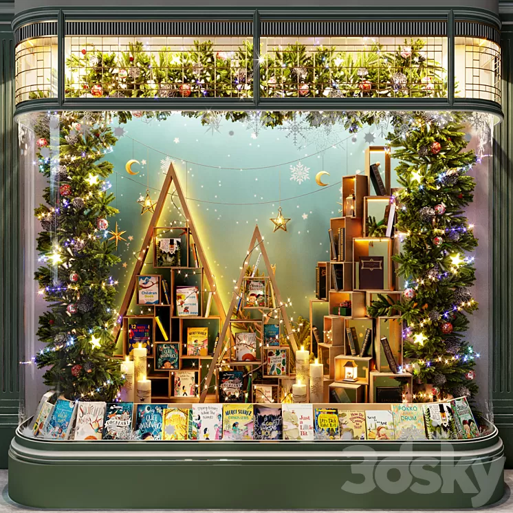 New Year’s showcase of the book store 3D Model