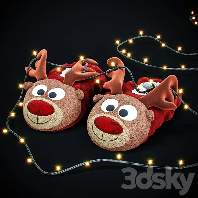 New Year's slippers "Deer of Santa Claus" 3DModel