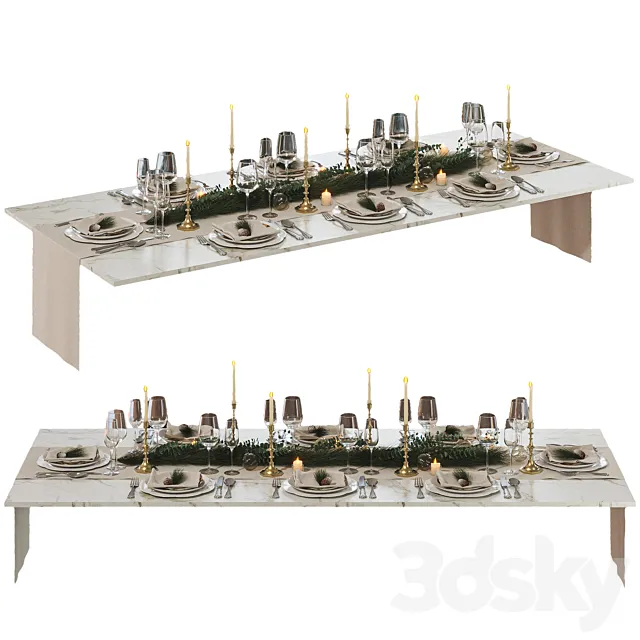New Year's table setting 3D Model