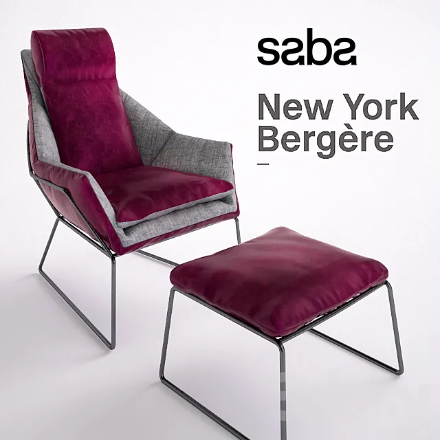 New York Bergere by Saba Italia - Armchair and Pouf 3DModel