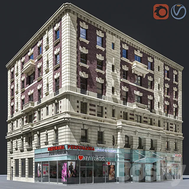 New York old building facade 3D Model