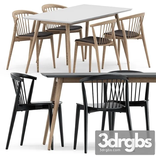 Newood Light Chair by Cappellini and Tell Dining Table by Bloomingville 3D Model Free