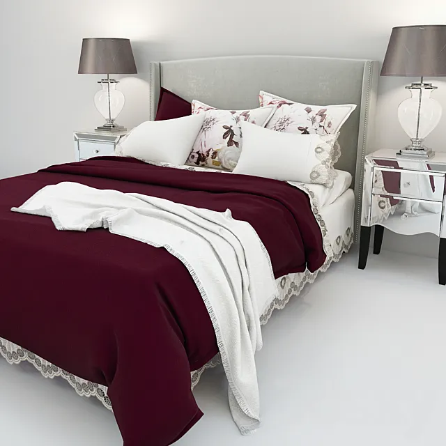 Next Olsen bed & Gatsby Bedside Table 3D Model