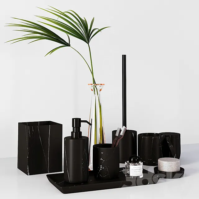 Nexus Black Marble Bath Accessories 3D Model