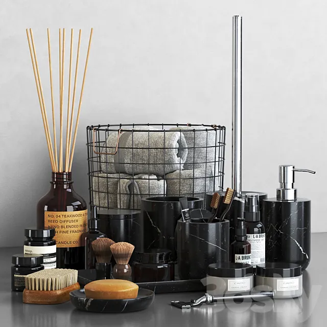 Nexus Black Marble Bathroom Accessories 3D Model