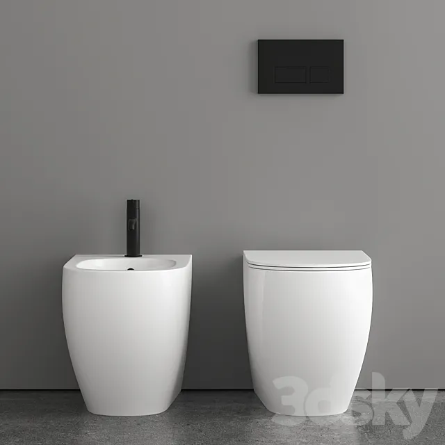 Nic Toilet and Bidet Pin Serie 3D Model
