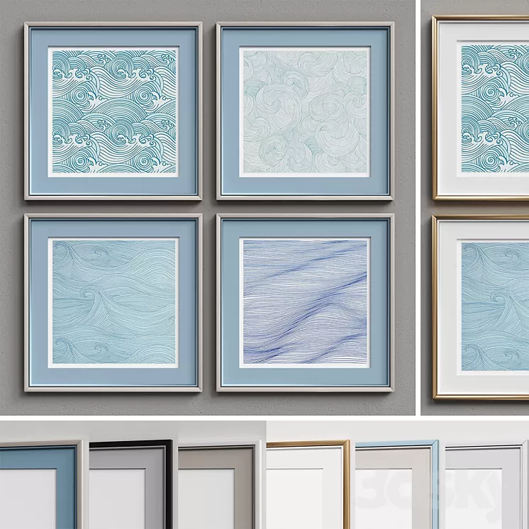 Nice Picture Frames Set 234 3D Model