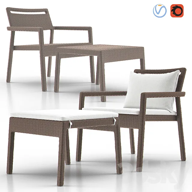 NICHE Lounge and Ottoman from JANUS ET CIE 3D Model