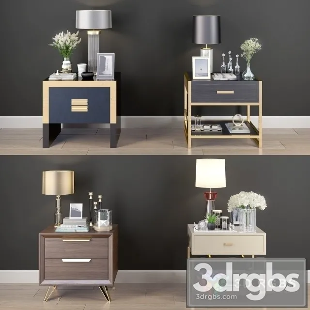 Nightstand Decorative Set 01 3D Model Free