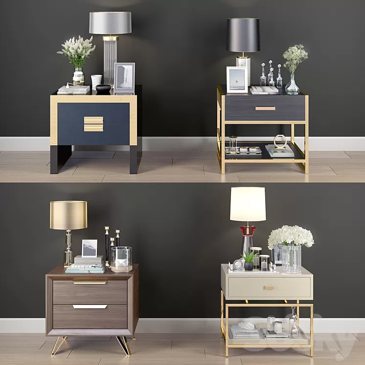 Nightstand Decorative Set01 3D Model