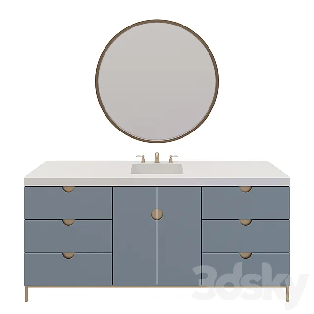 Nightstand rod washbasin with mirror 3D Model