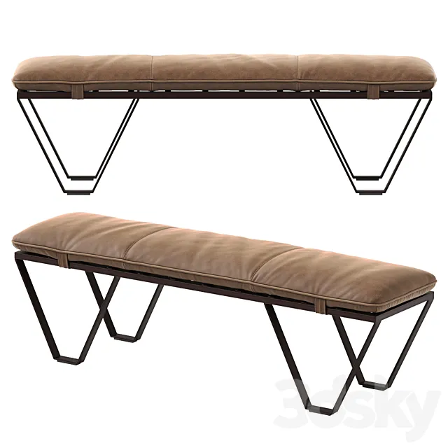 Nik Leather Bench 3D Model