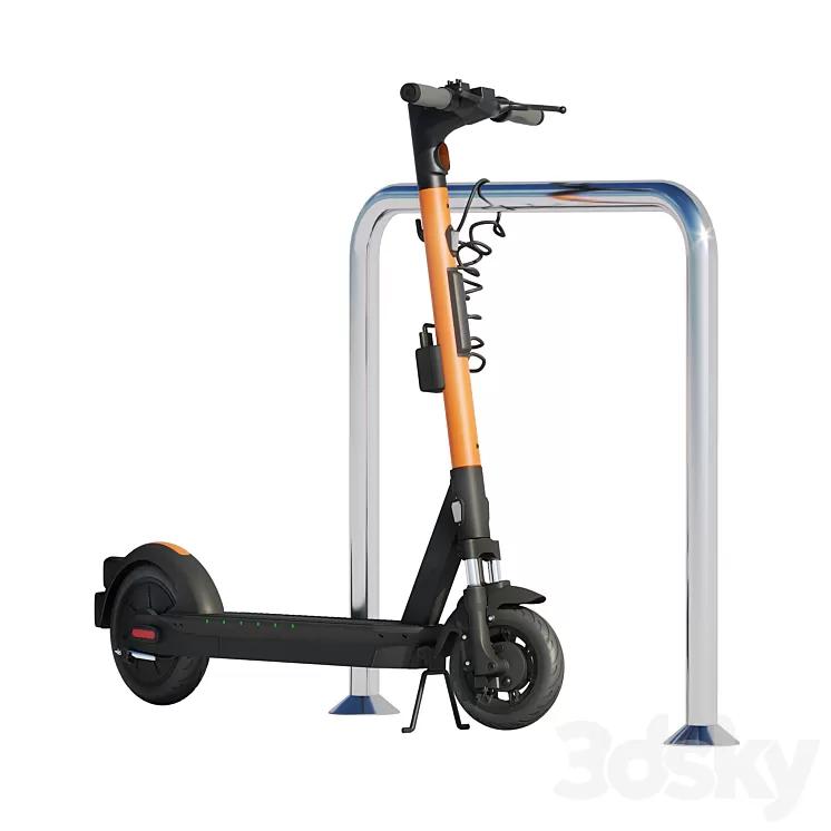 Ninebot MAX Pro electric scooter with parking column (kicksharing) 3D Model Free