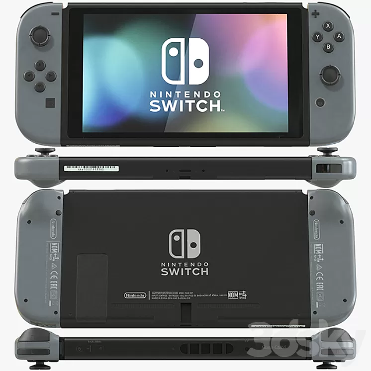 Nintendo Switch with Gray Joy Con 3D Model