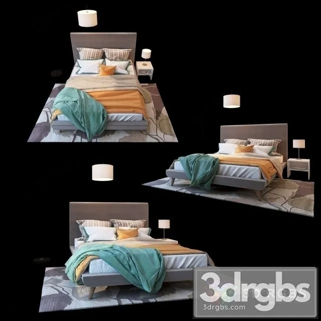 Nixon Upholstered Panel Bed 3D Model Free