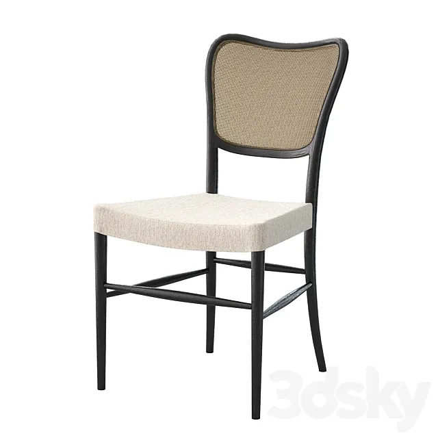 Noa Dining Chair in Black Drifted 3D Model