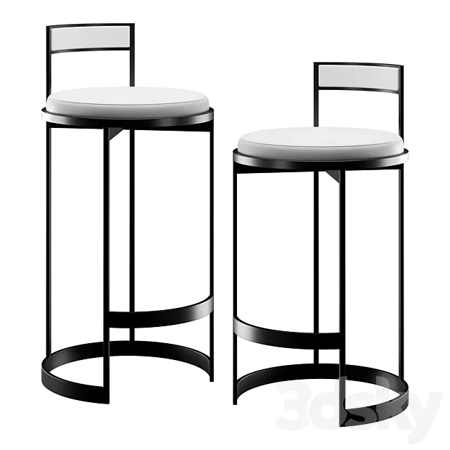 Nobi Swivel Bar Stool With White Leather Seat By Powell 3D Model