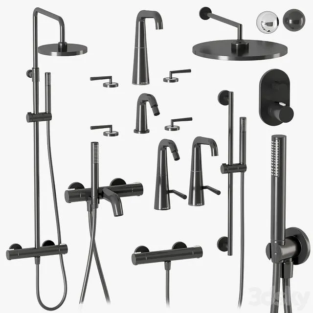Nobili Liquid shower and faucets set 3D Model