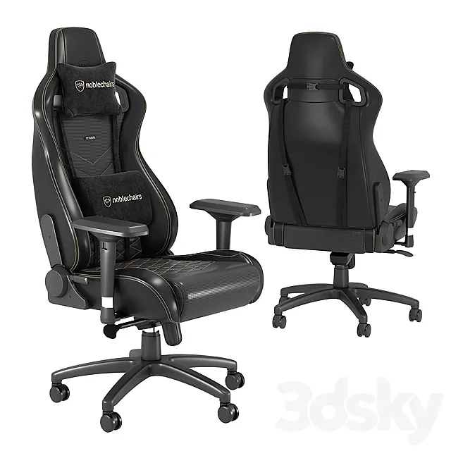 Noblechairs Epic Black _ Gold Gaming Chair 3D Model