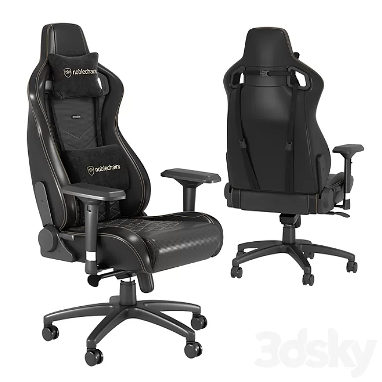 Noblechairs Epic Black / Gold Gaming Chair 3D Model