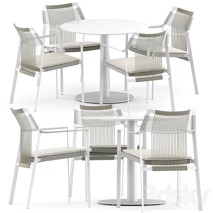 Nodi armchair and T-Ttable dining table by Tribu 3D Model