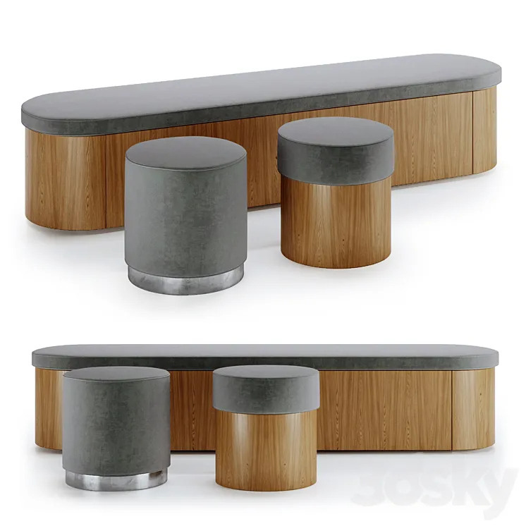 Noella pouf and ottoman 3D Model Free