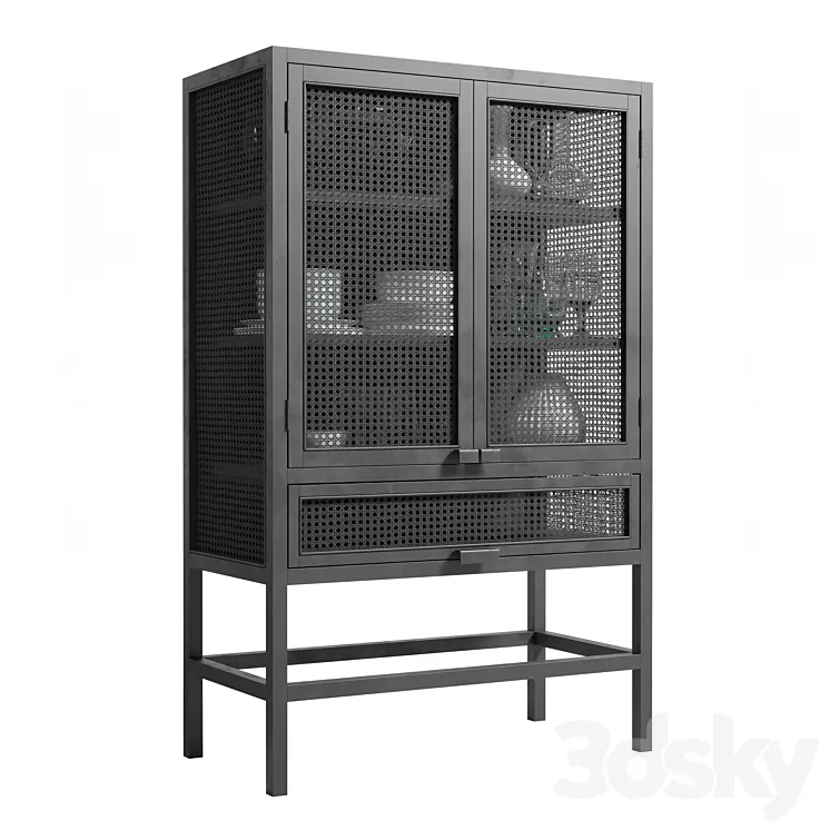 Nordal Merge Cabinet_Rattan_Natural wardrobe 3D Model