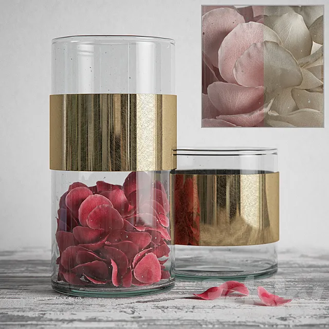 NORDAL vases with brass band 3D Model