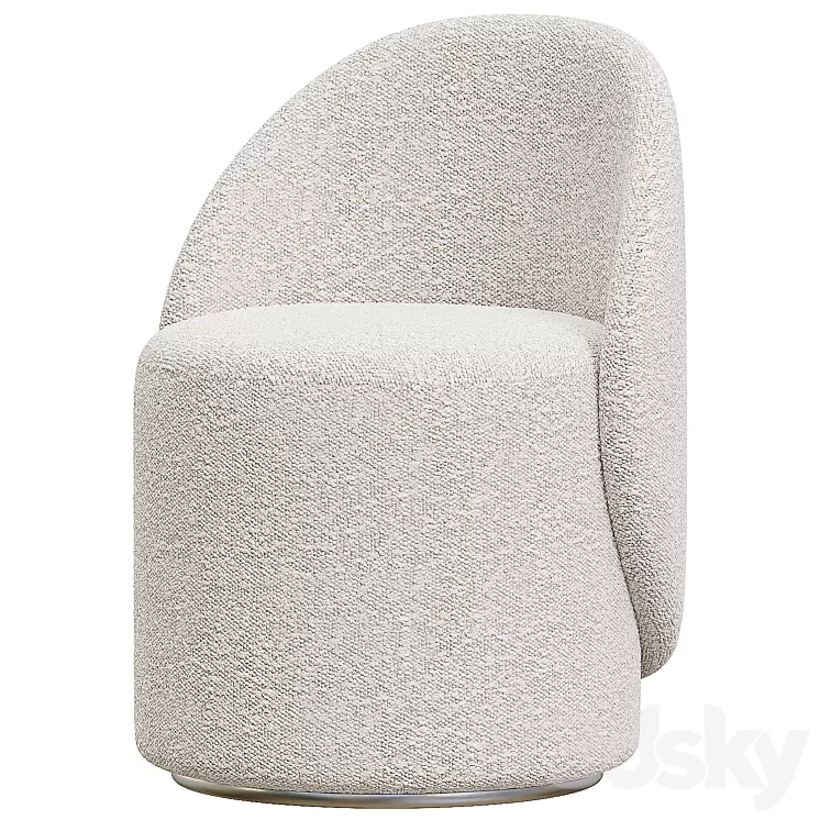 Nordic Boucle Round Vanity Stool 3D Model Free