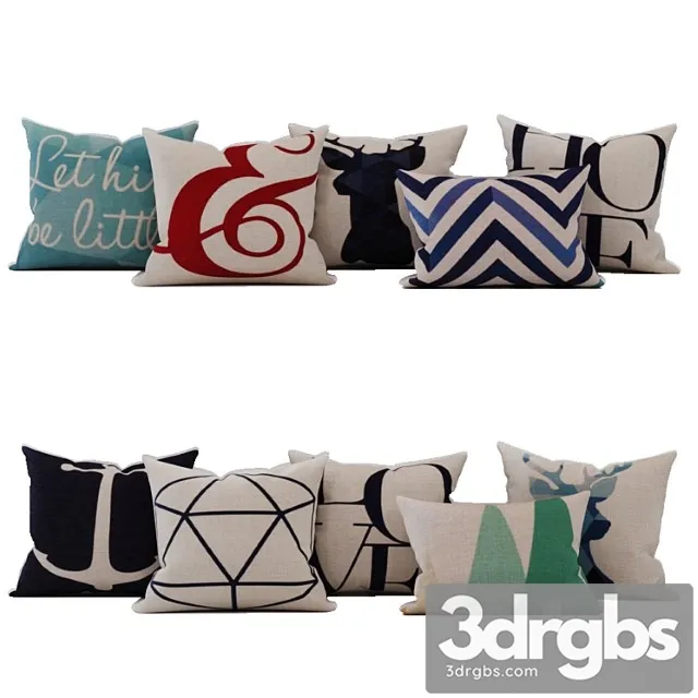 Nordic design pillow cases 3D Model Free