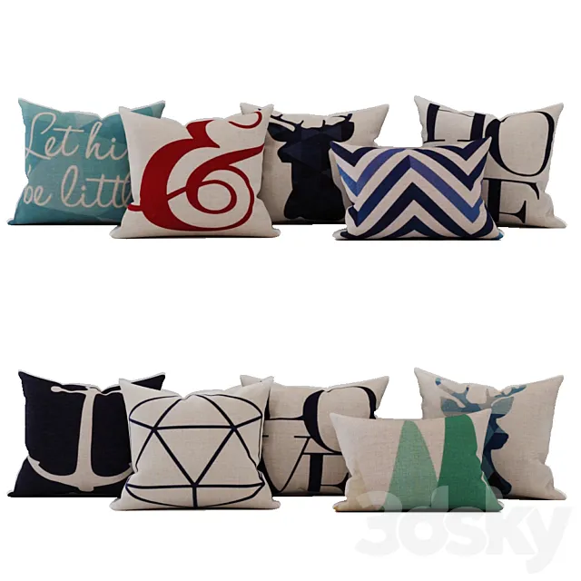 Nordic Design Pillow Cases 3D Model