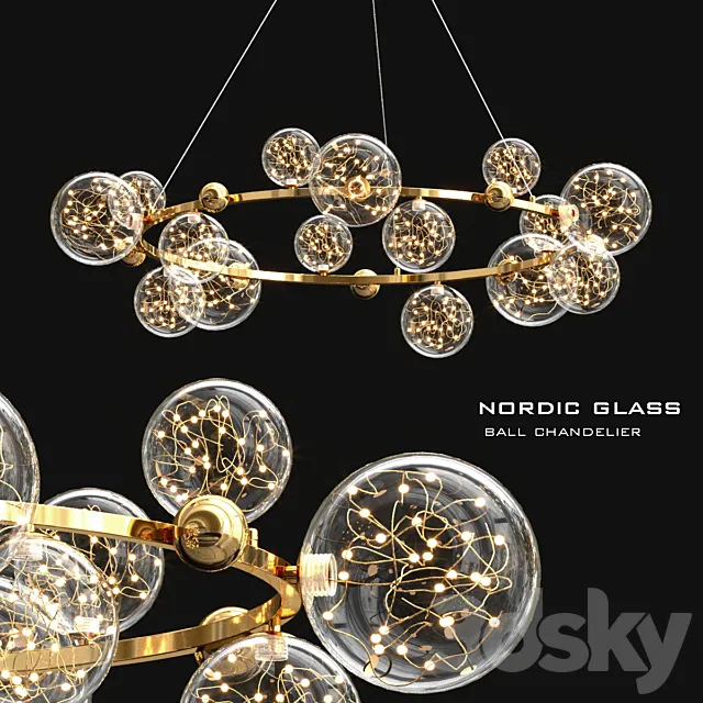 Nordic glass ball chandelier 3D Model
