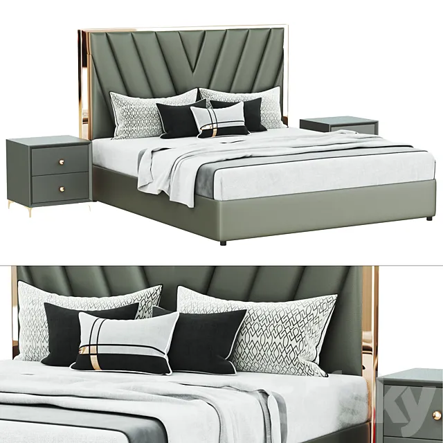 Nordic High end wedding bed design 3D Model