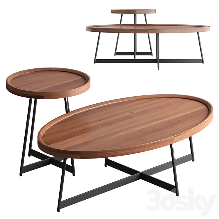 Nordic living room solid wood coffee table 3D Model Free