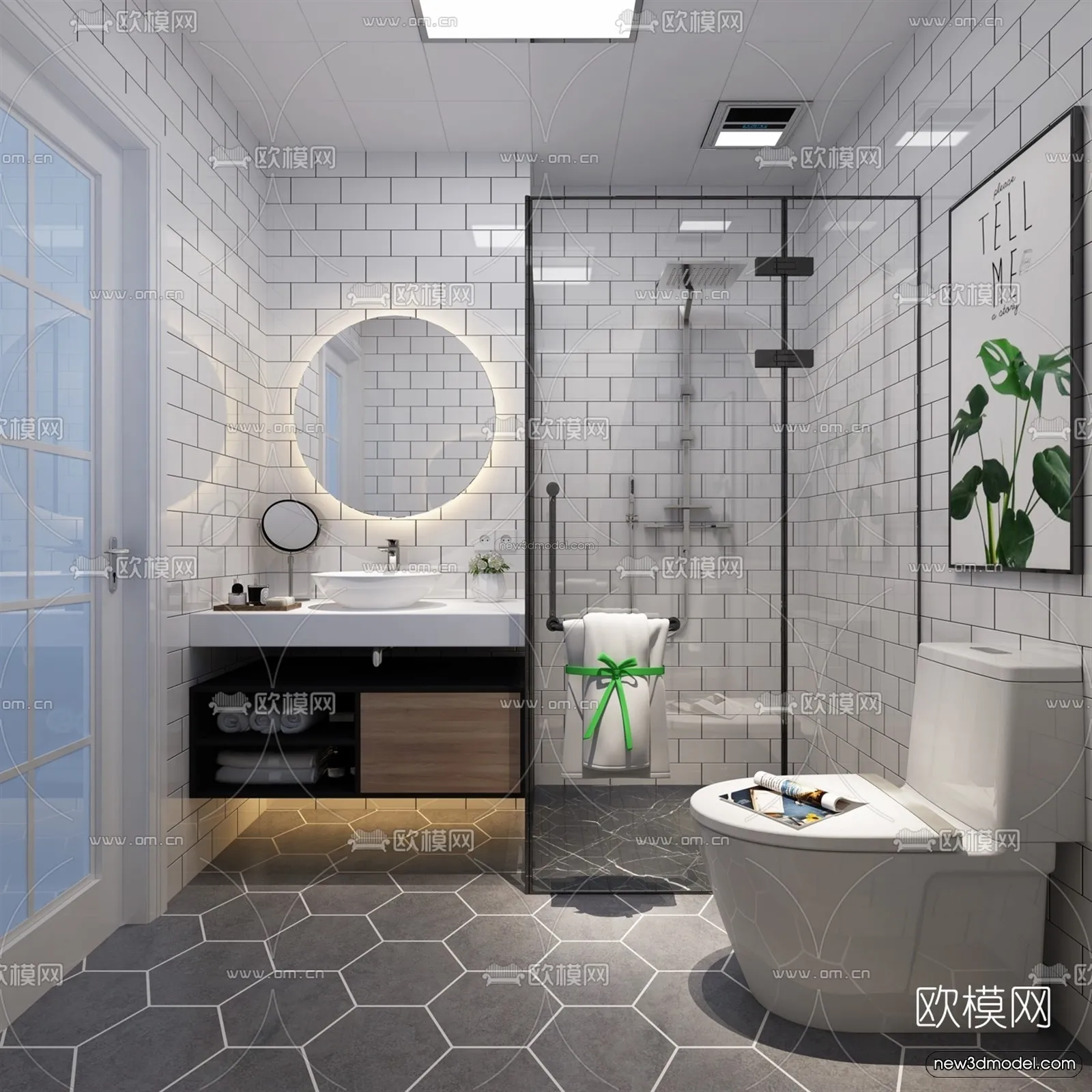 Nordic Style Interior 3D Blocks - Bathroom 3D Model - 508