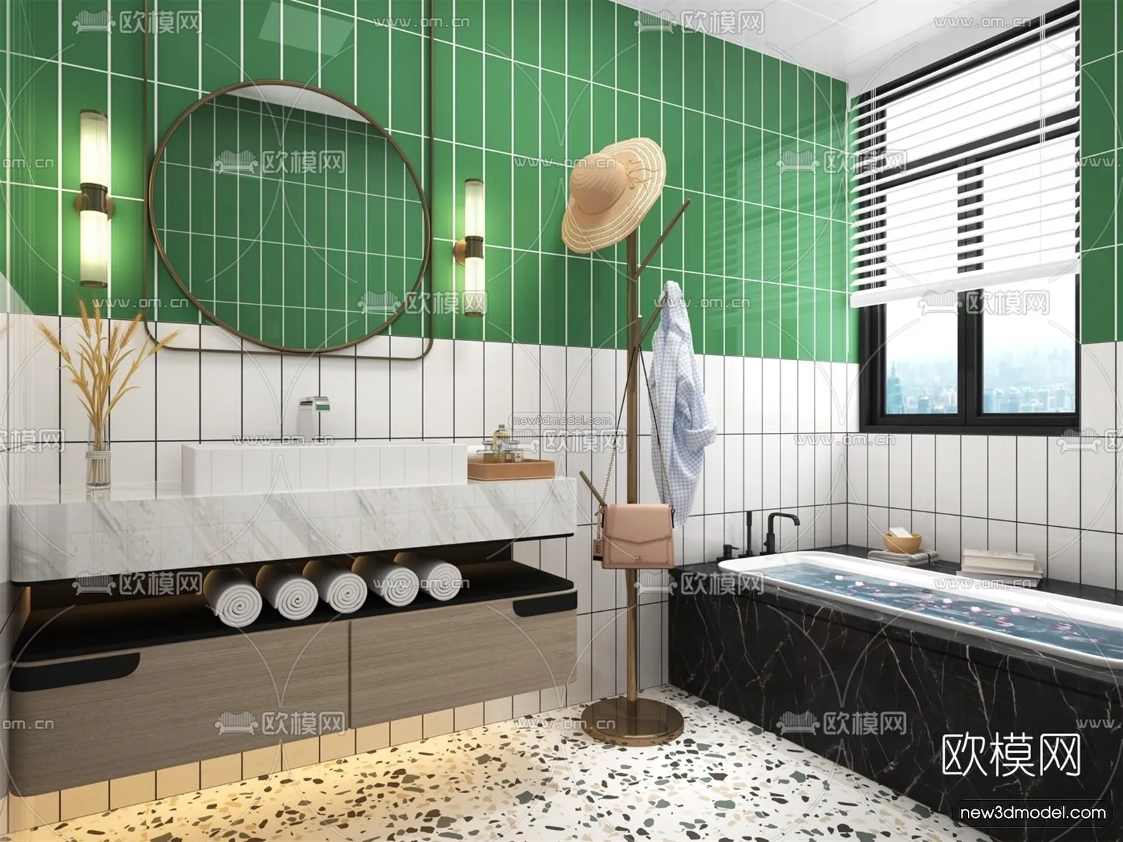 Nordic Style Interior 3D Blocks - Bathroom 3D Model - 511