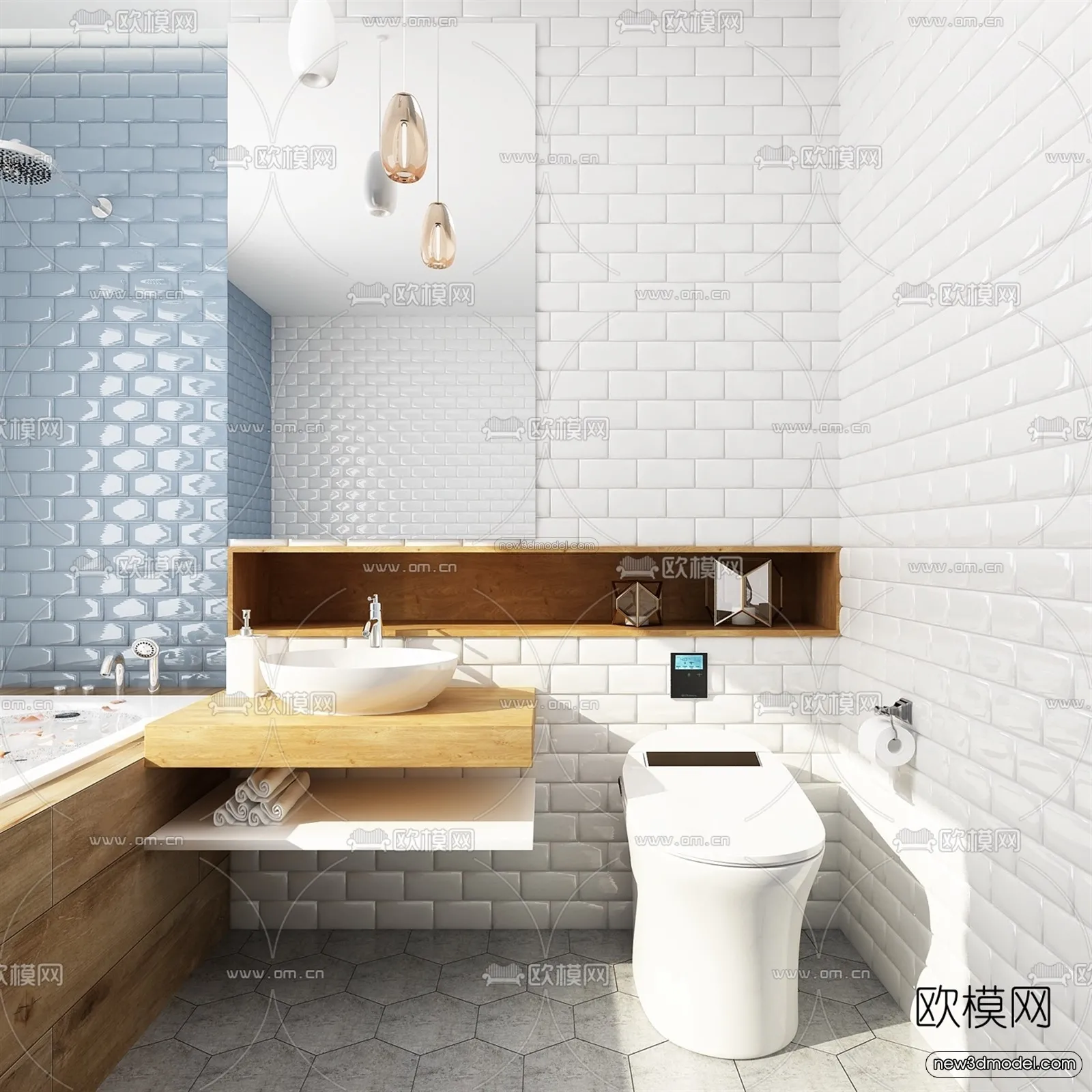 Nordic Style Interior 3D Blocks - Bathroom 3D Model - 513